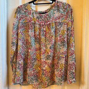 Loft Sheer Blouse, long sleeve, Women size S, floral